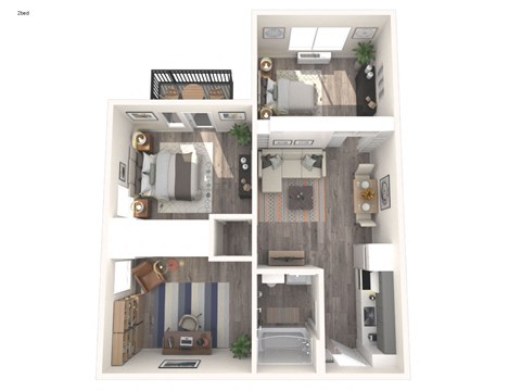 Floor plan for 3 beds, 1 bath, 818 sqft